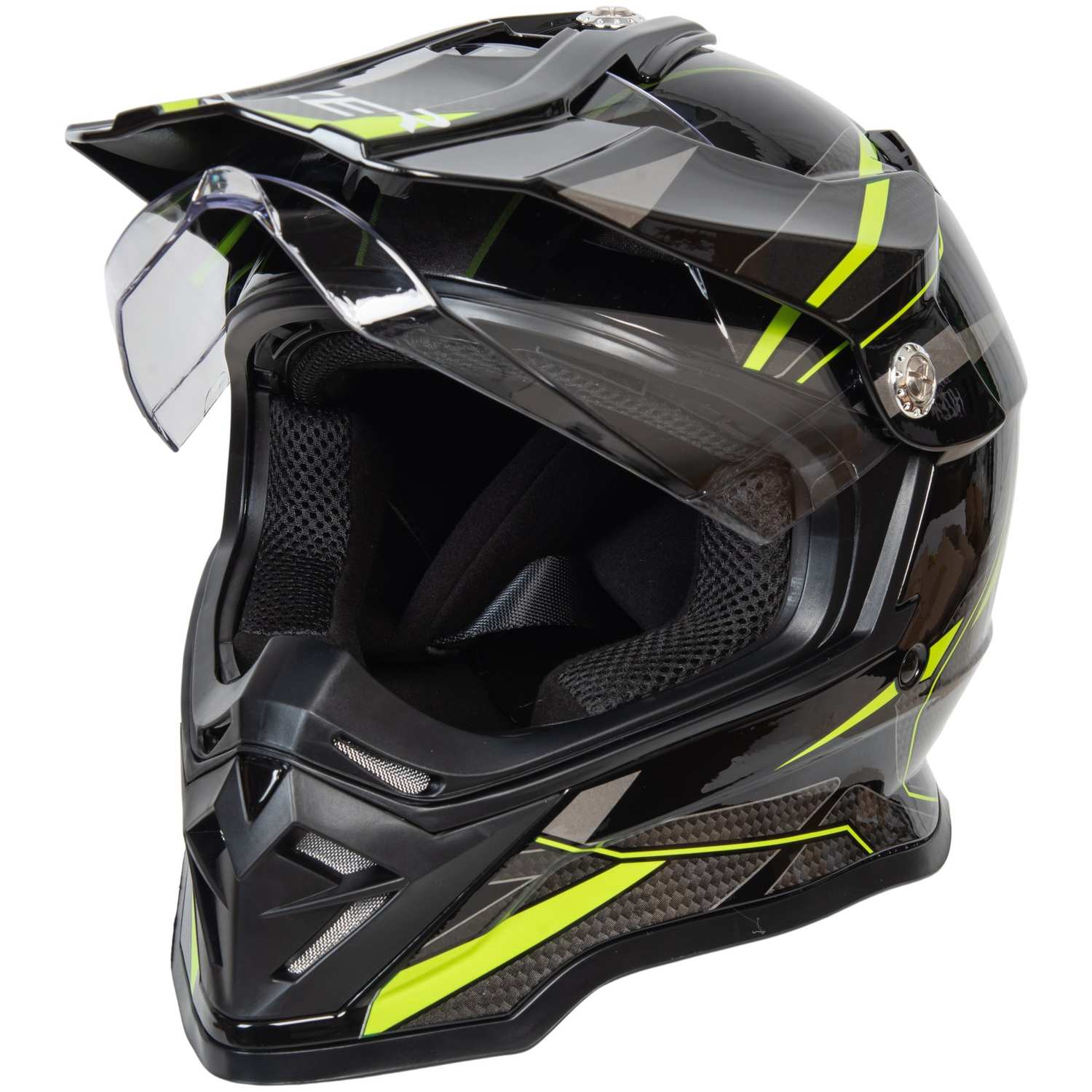 Шлем мото мотард HIZER B6197-1 №4 (L) black/yellow